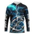 Blue Thunder Lightning Anchor Custom Nautical Marlin Saltwater Long Sleeve Fishing