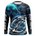 Blue Thunder Lightning Anchor Custom Nautical Marlin Saltwater Long Sleeve Fishing