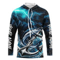 Blue Thunder Lightning Anchor Custom Nautical Sailfish Saltwater Long Sleeve Hooded Fishing