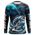 Blue Thunder Lightning Anchor Custom Nautical Sailfish Saltwater Long Sleeve Hooded Fishing