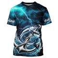 Blue Thunder Lightning Anchor Custom Nautical Sailfish Saltwater Long Sleeve Hooded Fishing