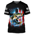 American Flag Cross Custom US Patriotic Largemouth Bass Long Sleeve Hooded Tournament Fishing
