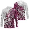 Custom Trout Fly Fishing Pink Camo Long Sleeve Hooded Fishing, Fly Bait Trout Flyfishing