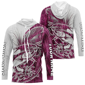 Custom Trout Fly Fishing Pink Camo Long Sleeve Hooded Fishing, Fly Bait Trout Flyfishing