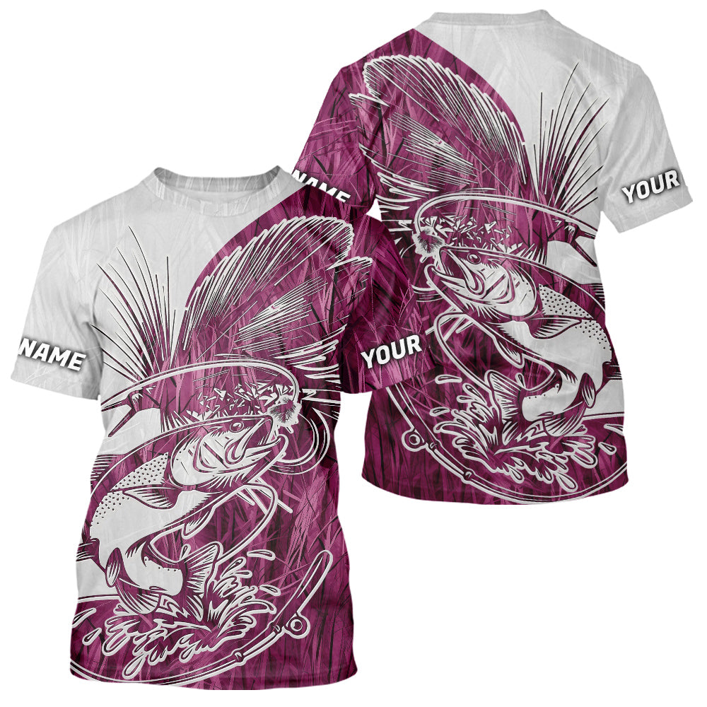 Custom Trout Fly Fishing Pink Camo Long Sleeve Hooded Fishing, Fly Bait Trout Flyfishing