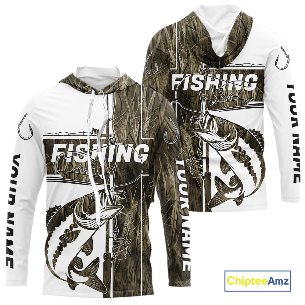 Custom Grass Camo Cross Faith Largemouth Bass Long Sleeve Hooded Tournament Fishing