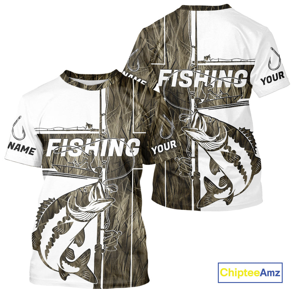 Custom Grass Camo Cross Faith Largemouth Bass Long Sleeve Hooded Tournament Fishing