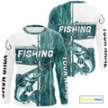 Custom Greenish Blue Grass Camo Cross Faith Walleye Long Sleeve Hooded Tournament Fishing