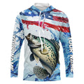 Personalized Patriotic Crappie Long Sleeve Fishing, American Flag Fishing