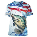 Personalized Patriotic Crappie Long Sleeve Fishing, American Flag Fishing