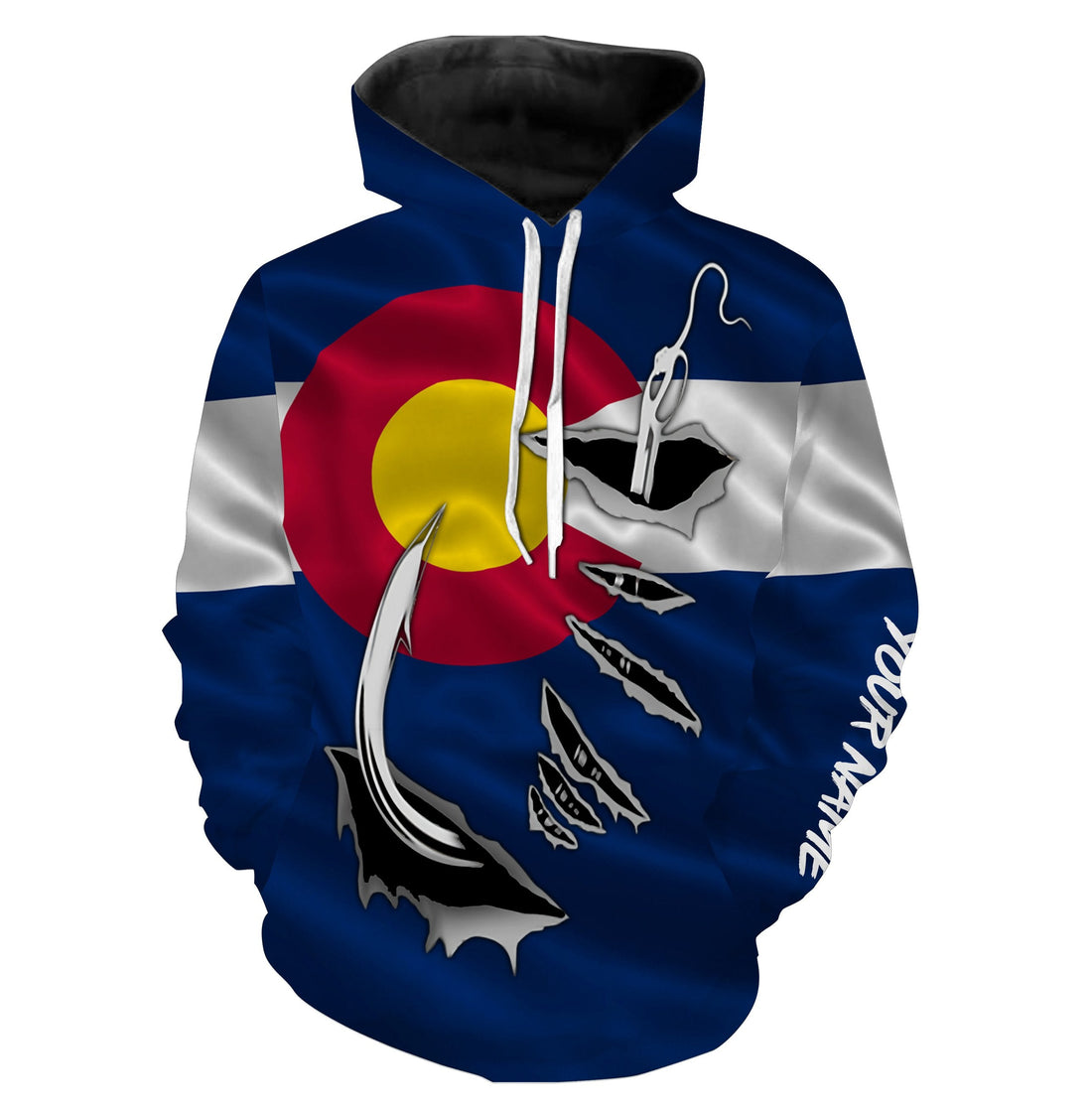 CO Fishing 3D Fish Hook Colorado Flag UV protection quick dry customize name long sleeves personalized fishing apparel gift for Fishing lovers IPHW475
