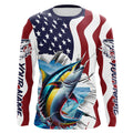 Personalized American Flag Tuna Long Sleeve Fishing, Patriotic Tuna Fishing