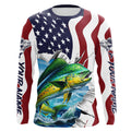 Custom American Flag Mahi Mahi Long Sleeve Fishing, Patriotic Mahimahi Fishing
