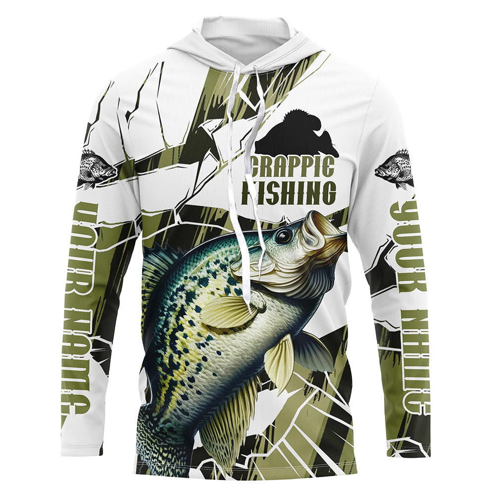 Crappie Fishing Custom Long Sleeve Tournament, Fishing Camo Crappie Fisherman