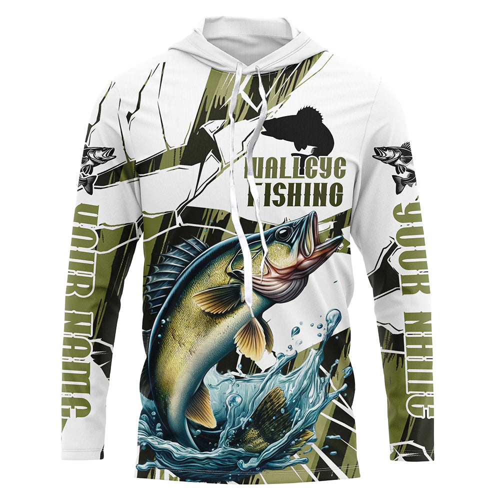 Wallyee Fishing Custom Long Sleeve Tournament, Fishing Camo Walleye Fisherman