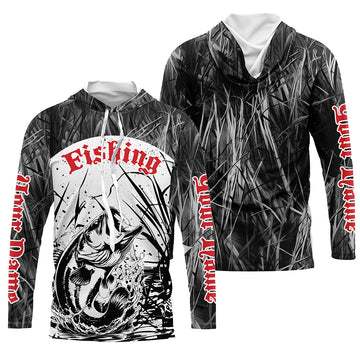 Largemouth Bass Fishing Gray Camo Custom 3D Full Printing, Bass Long Sleeve Fishing
