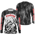 Largemouth Bass Fishing Gray Camo Custom 3D Full Printing, Bass Long Sleeve Fishing