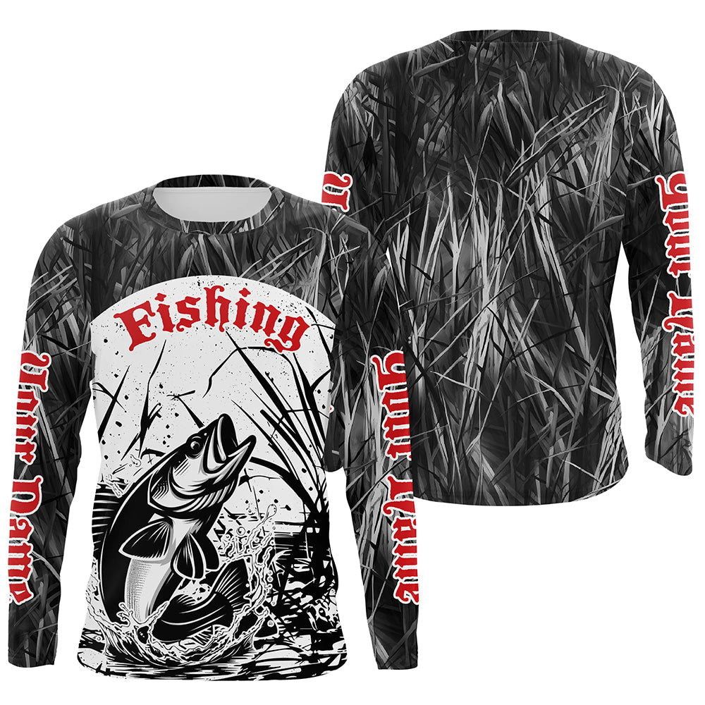 Walleye Fishing Gray Camo Custom 3D Full Printing, Walleye Long Sleeve Fishing