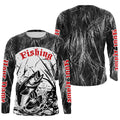 Walleye Fishing Gray Camo Custom 3D Full Printing, Walleye Long Sleeve Fishing