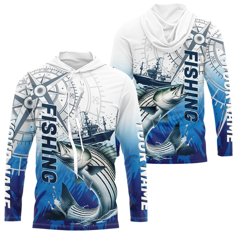 Custom Striped Bass Fishing Saltwater Long Sleeve Hooded Performance