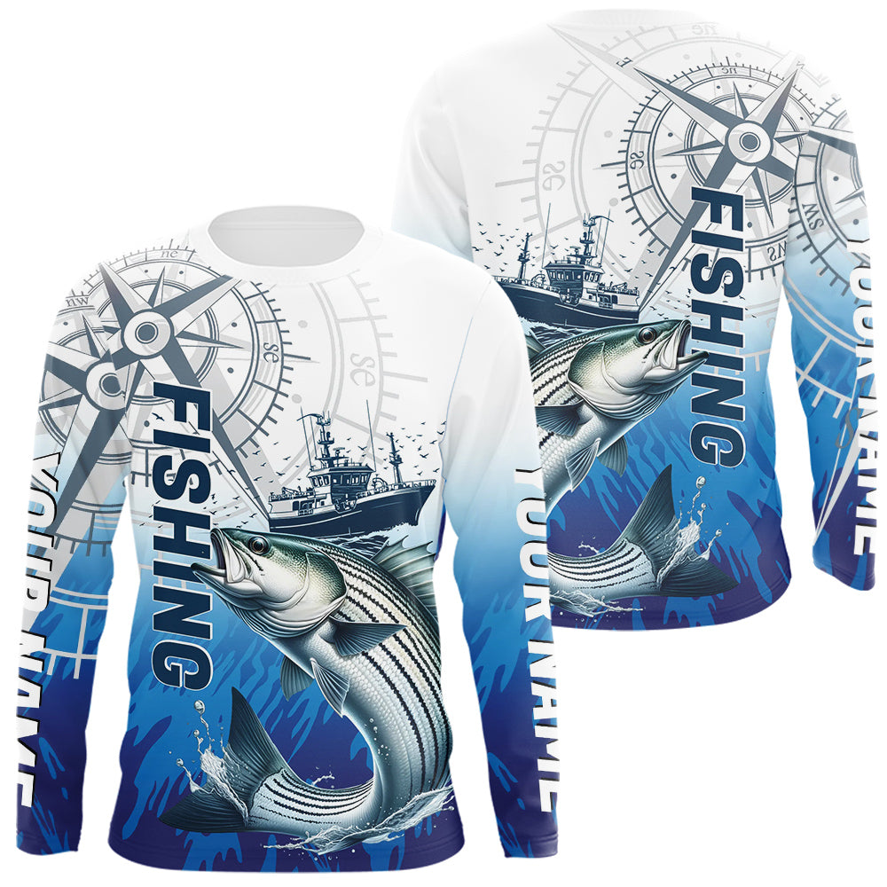 Custom Striped Bass Fishing Saltwater Long Sleeve Hooded Performance