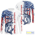 Custom Patriotic Walleye Long Sleeve Hooded Fishing, Watercolor US Flag Fishing