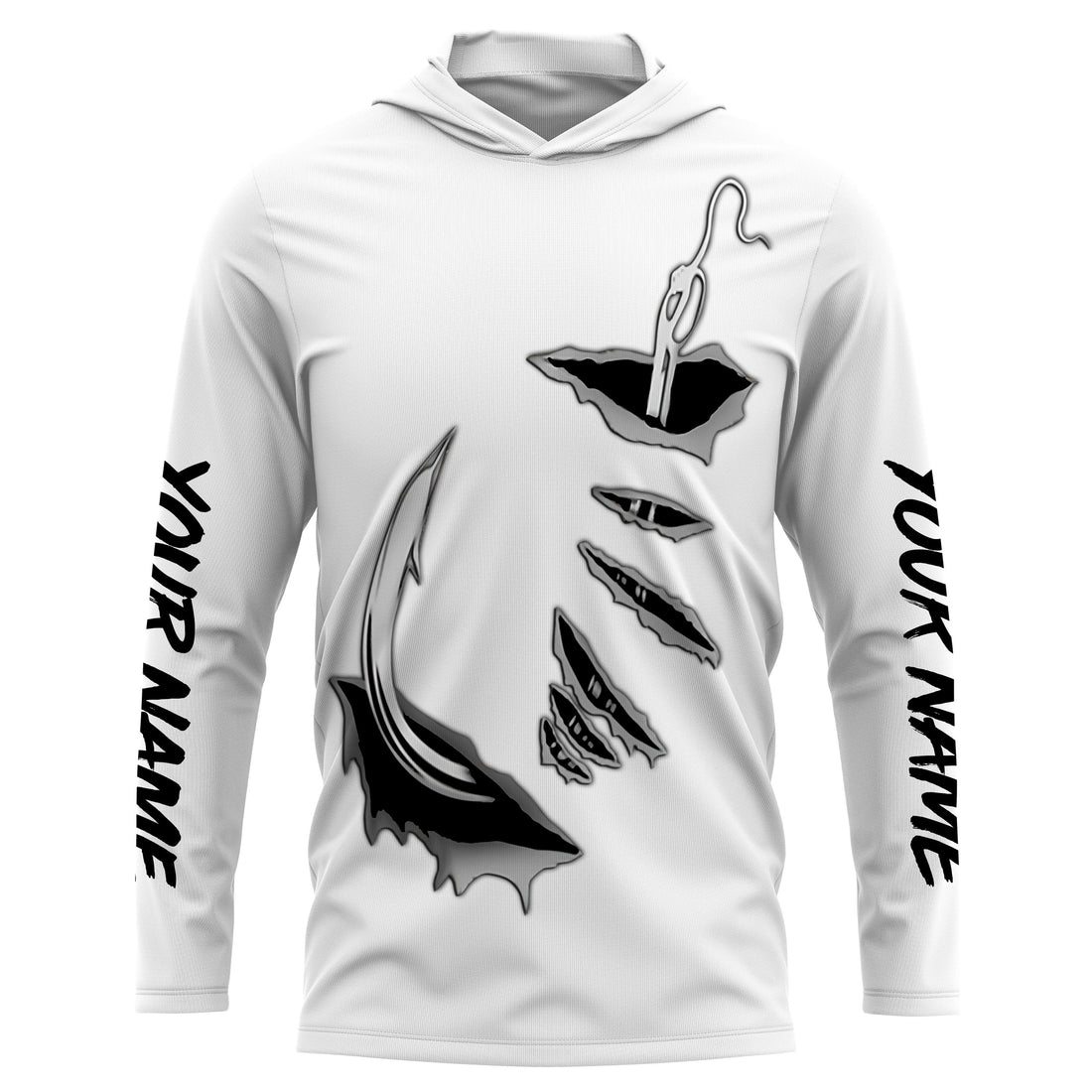 Fishing Fish hook Custom Long sleeve performance Fishing | white