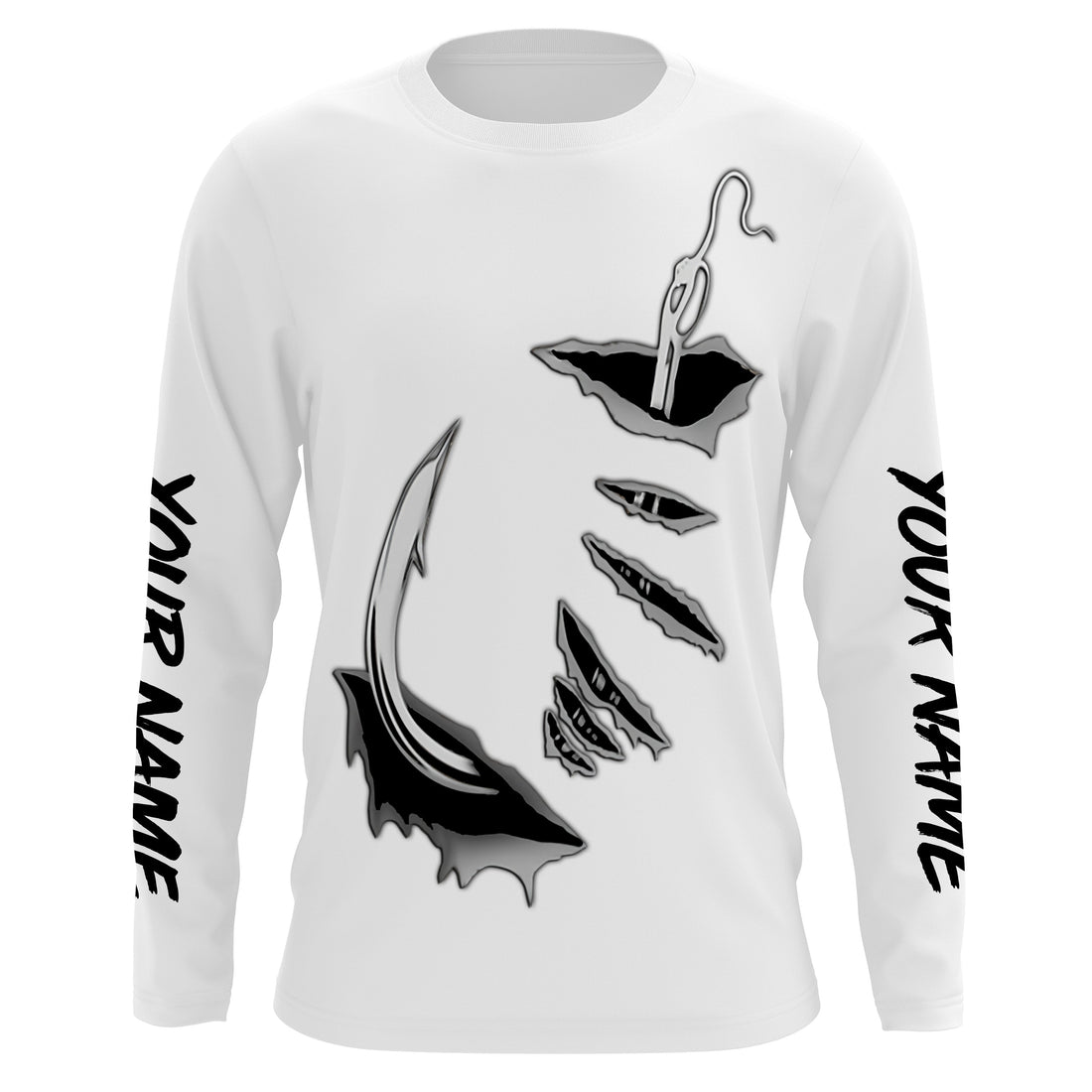 Fishing Fish hook Custom Long sleeve performance Fishing | white