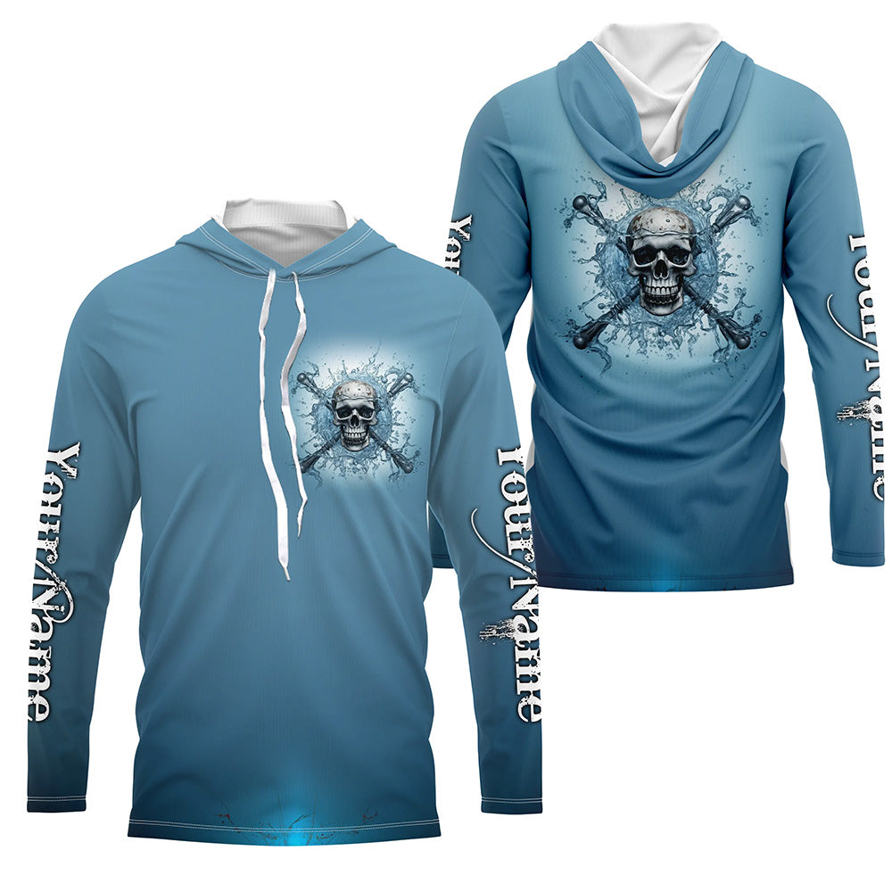 Water Skull And Crossbone Custom Long Sleeve Performance Fishing, Saltwater Fishing