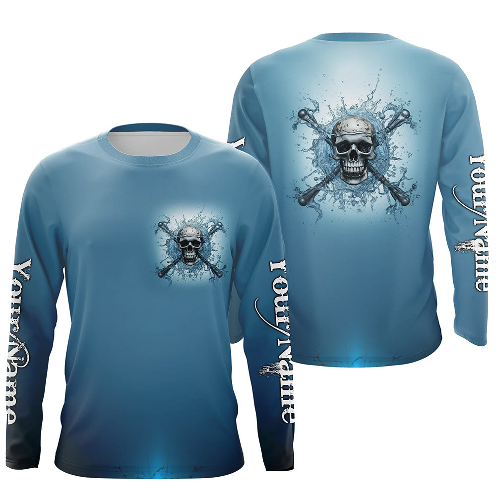 Water Skull And Crossbone Custom Long Sleeve Performance Fishing, Saltwater Fishing