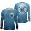 Water Skull And Crossbone Custom Long Sleeve Performance Fishing, Saltwater Fishing