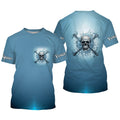 Water Skull And Crossbone Custom Long Sleeve Performance Fishing, Saltwater Fishing