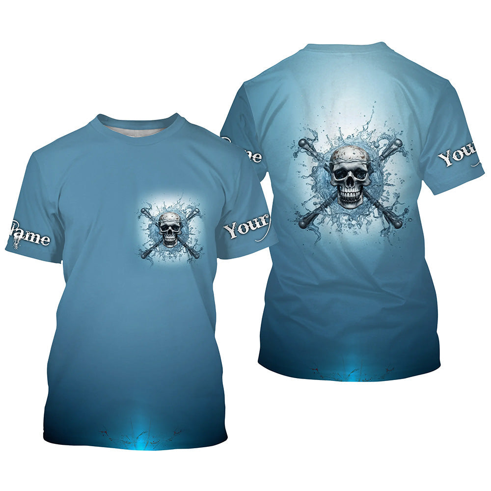Water Skull And Crossbone Custom Long Sleeve Performance Fishing, Saltwater Fishing