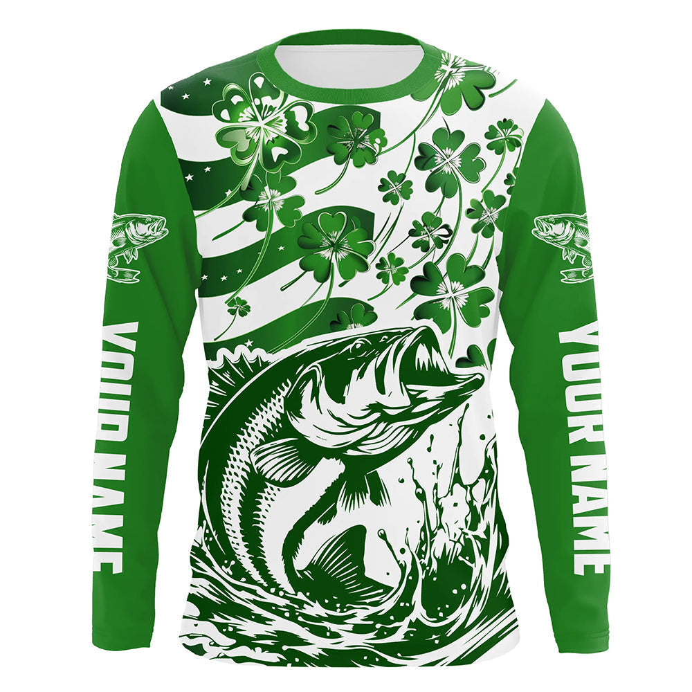 Custom St Patrick'S Day American Flag Bass Fishing, Shamrock Flag Bass Fishing