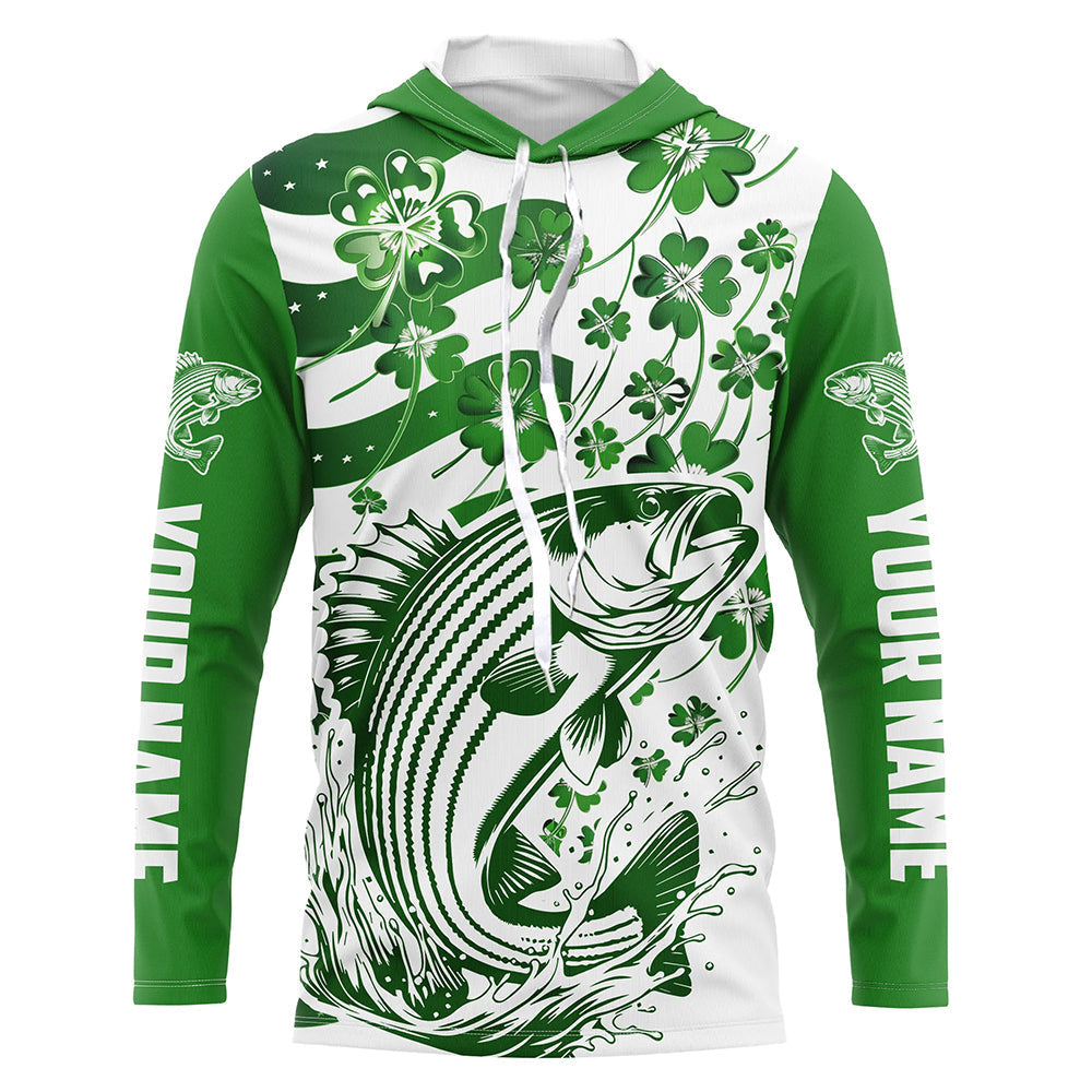 Custom St Patrick'S Day American Flag Striped Bass Fishing, Patriotic Striper Fishing