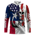 American Texas Flag Fish hook Custom UV Long Sleeve Fishing, women and kids, Patriotic Fishing gifts - IPHW814