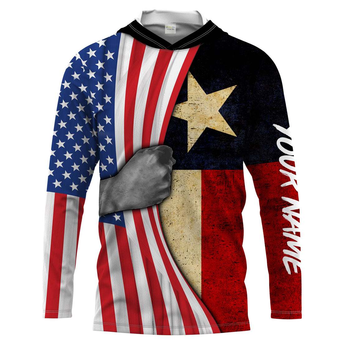 Personalized American Texas Flag Custom Long Sleeve performance, Patriotic apparel 4th of July day