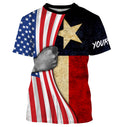 Personalized American Texas Flag Custom Long Sleeve performance, Patriotic apparel 4th of July day