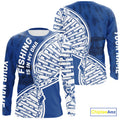 Blue And White Fishing Is In My DNA Custom Long Sleeve Hooded Fishing, Fishing Tools DNA