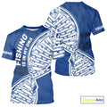 Blue And White Fishing Is In My DNA Custom Long Sleeve Hooded Fishing, Fishing Tools DNA