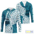Aqua Blue Fishing Is In My DNA Custom Long Sleeve Hooded Fishing, Fishing Tools DNA