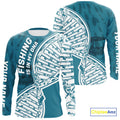 Aqua Blue Fishing Is In My DNA Custom Long Sleeve Hooded Fishing, Fishing Tools DNA