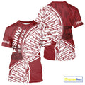 Red And White Fishing Is In My DNA Custom Long Sleeve Hooded Fishing, Fishing Tools DNA