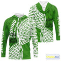 Green And White Fishing Is In My DNA Custom Long Sleeve Hooded Fishing, Fishing Tools DNA