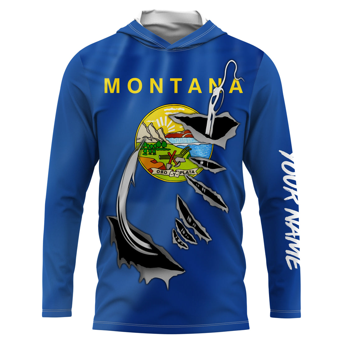 Montana Flag 3D Fish Hook UV protection custom long sleeves Fishing fishing apparel IPHW477