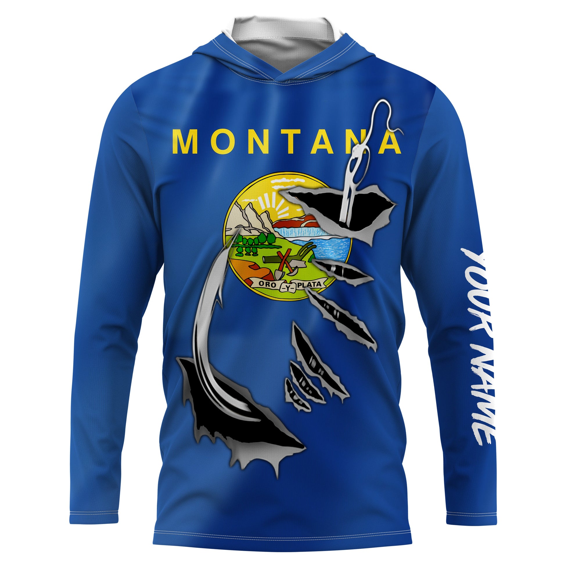 Montana Flag 3D Fish Hook UV protection custom long sleeves Fishing fishing apparel IPHW477