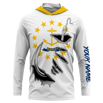Rhode Island Flag 3D Fish Hook UV Protection Custom Long Sleeve performance Fishing IPHW504