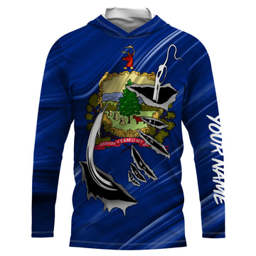 Vermont Flag 3D Fish hook UV protection Custom long sleeve performance Fishing fishing apparel IPHW514