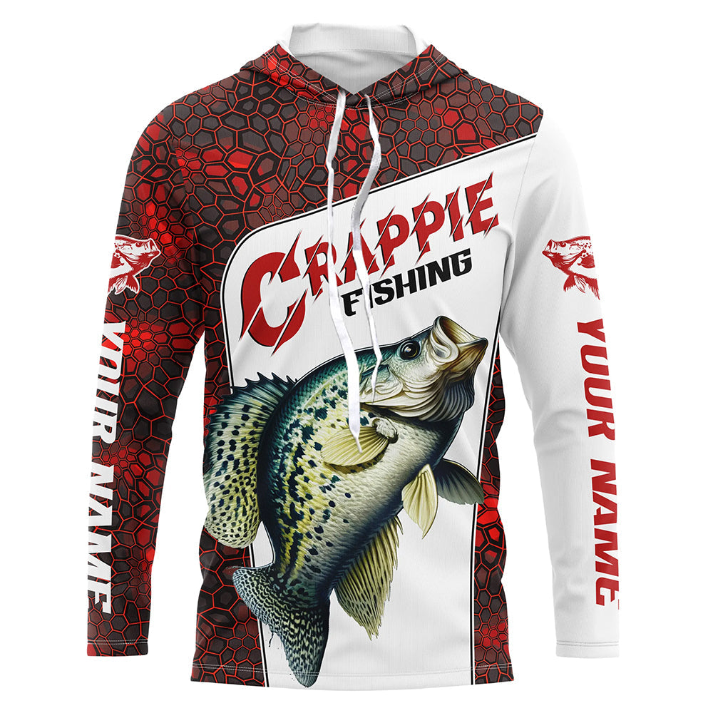 Custom Red Camo Crappie Fishing, Crappie Fishing Long Sleeve Tournament Fishing Gifts