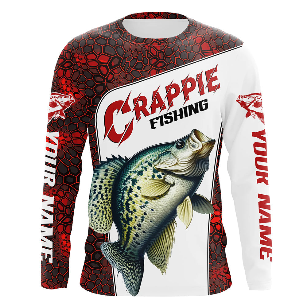 Custom Red Camo Crappie Fishing, Crappie Fishing Long Sleeve Tournament Fishing Gifts